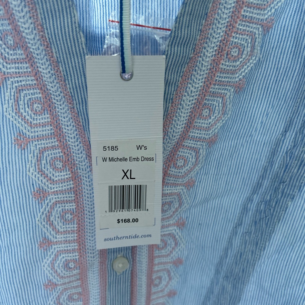Southern Tide Blue Dress with Pink Embroidery XL NWT 168.00 - Picture 2 of 7
